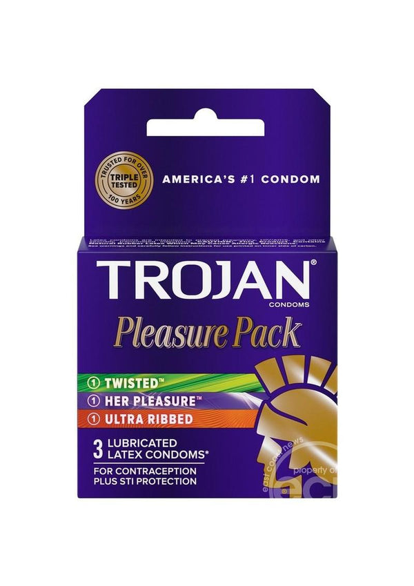 Trojan Pleasure Pack Lubricated Latex Textured Condoms Assorted 3-Pack