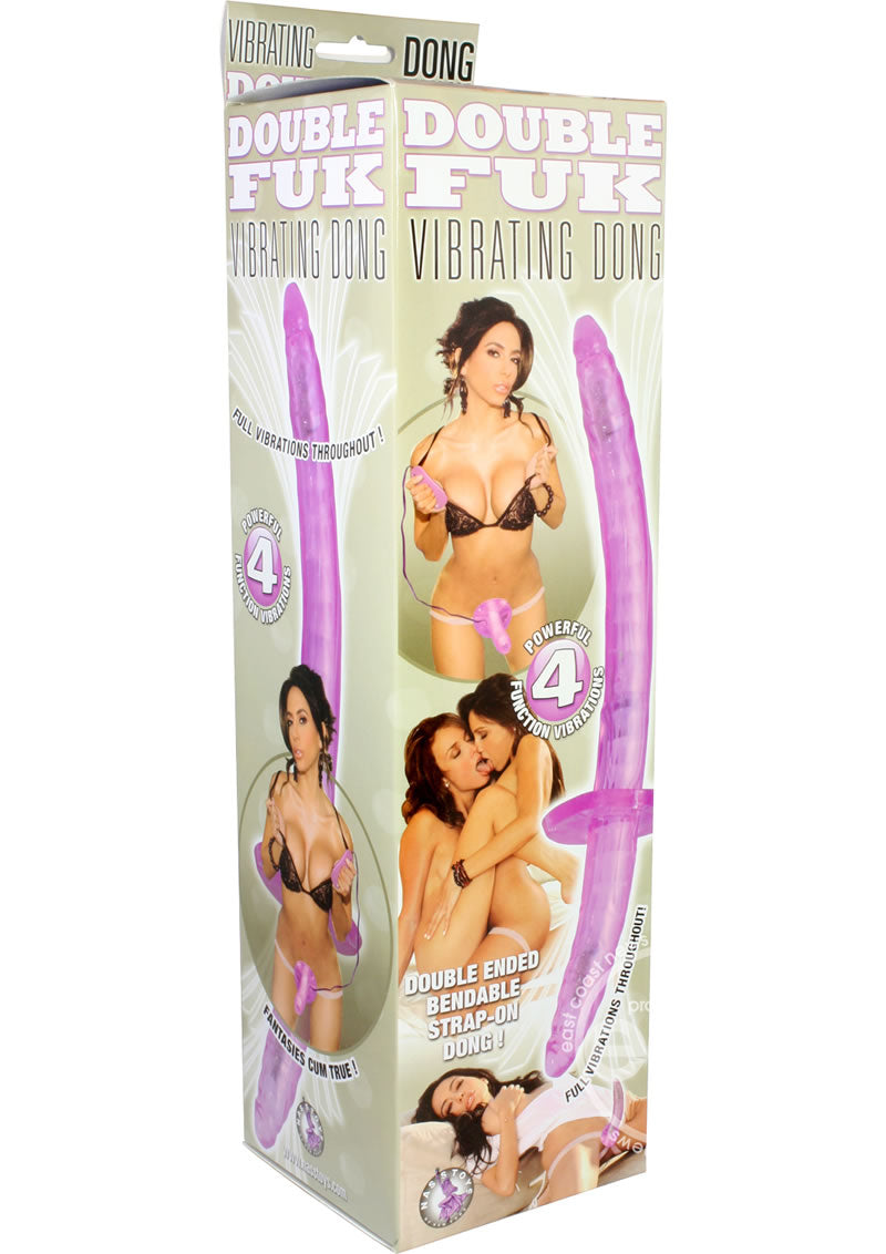 Double Fuk Vibrating Dildo Strap On - Purple