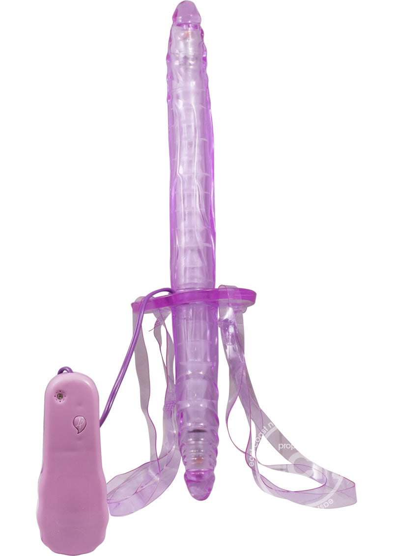 Double Fuk Vibrating Dildo Strap On - Purple