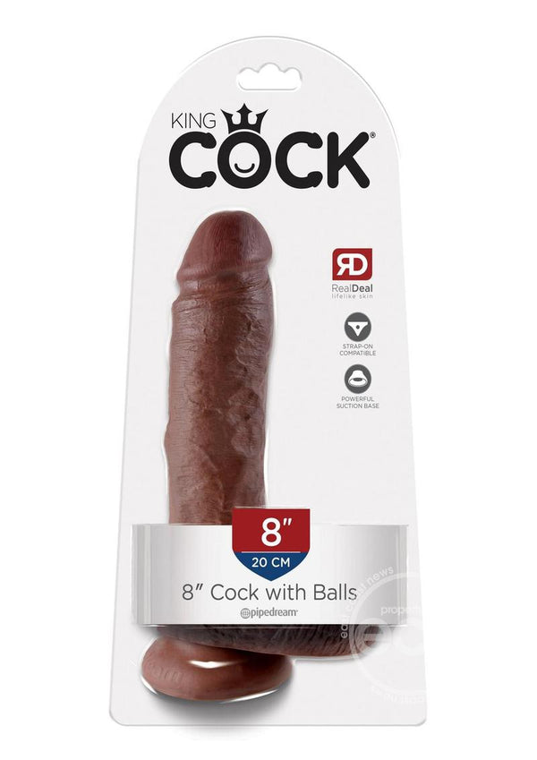 King Cock Dildo with Balls 8in