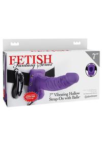 Fetish Fantasy Series Vibrating Hollow Strap-On Dildo with Balls and Harness with Remote Control 7in