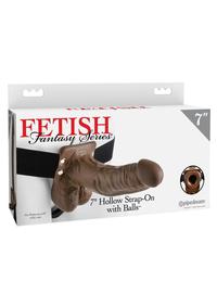 Fetish Fantasy Series Hollow Strap-On Dildo with Balls and Stretchy Harness 7in - Vanilla