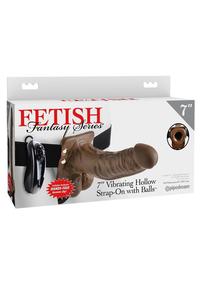 Fetish Fantasy Series Vibrating Hollow Strap-On Dildo with Balls and Harness with Remote Control 7in