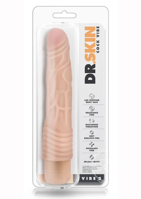 Dr. Skin Silver Collection Cock Vibe 2 Vibrating Dildo 9in - Vanilla