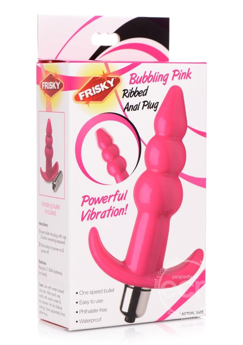 Frisky Bubbling Pink Ribbed Anal Plug