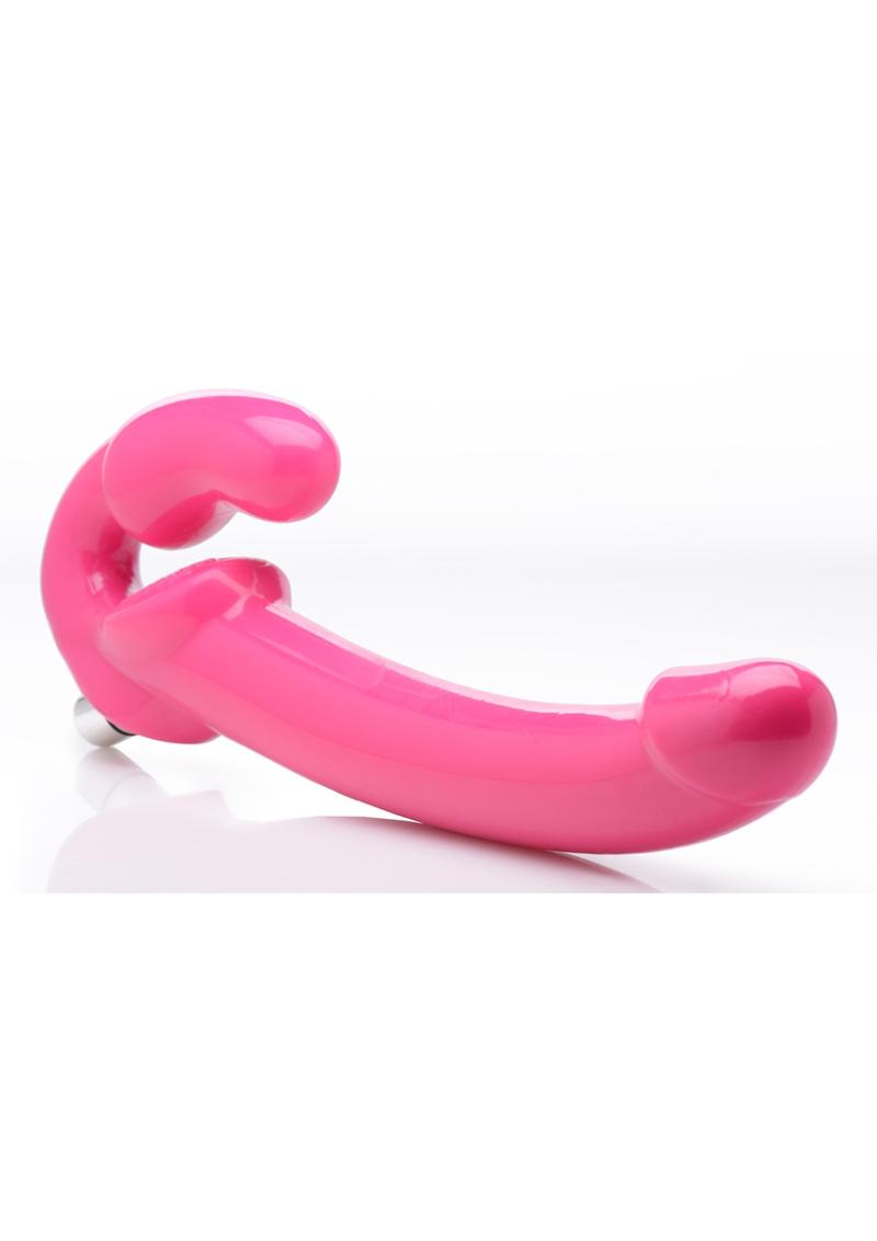 Strap U 7X Revolver Slim Vibrating Strapless Strap-On Dildo - Pink