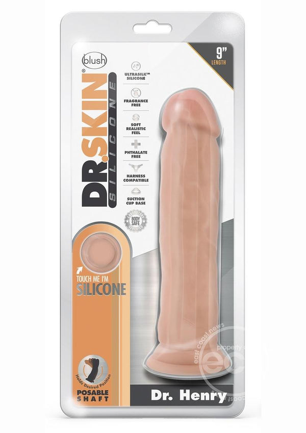 Dr. Skin Platinum Collection Silicone Dr. Henry Dildo with Suction Cup 9in - Vanilla