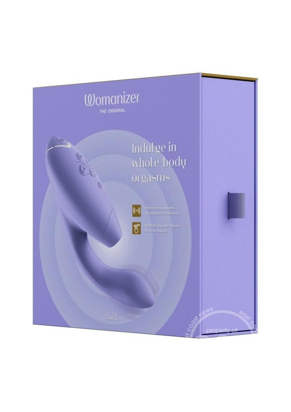 Womanizer Duo 2 Silicone Rechargeable Clitoral and G-Spot Stimulator - Lilac