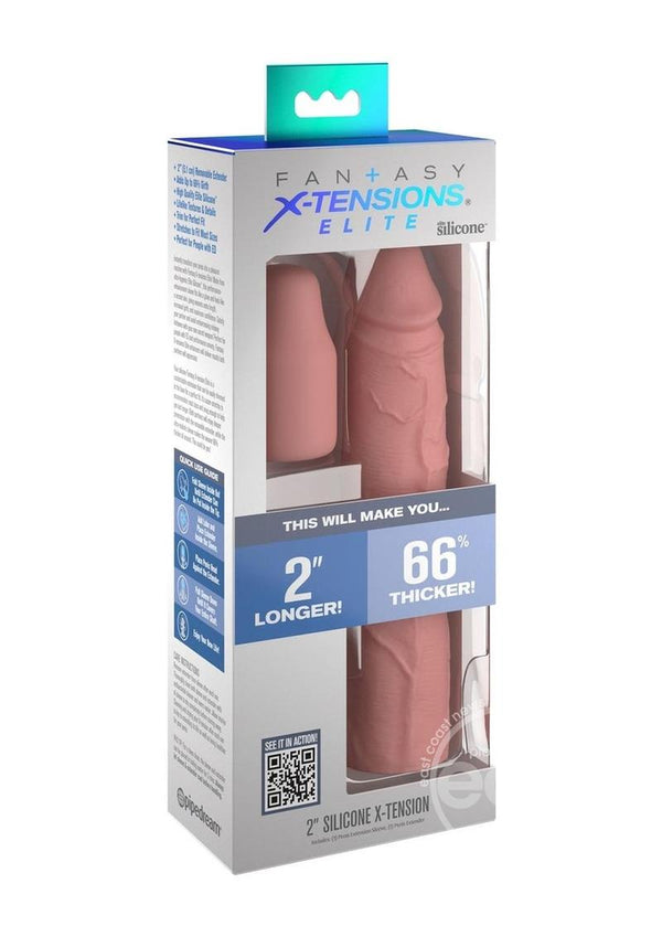 Fantasy X-Tensions Elite Silicone 8in Sleeve with 2in Plug - Vanilla