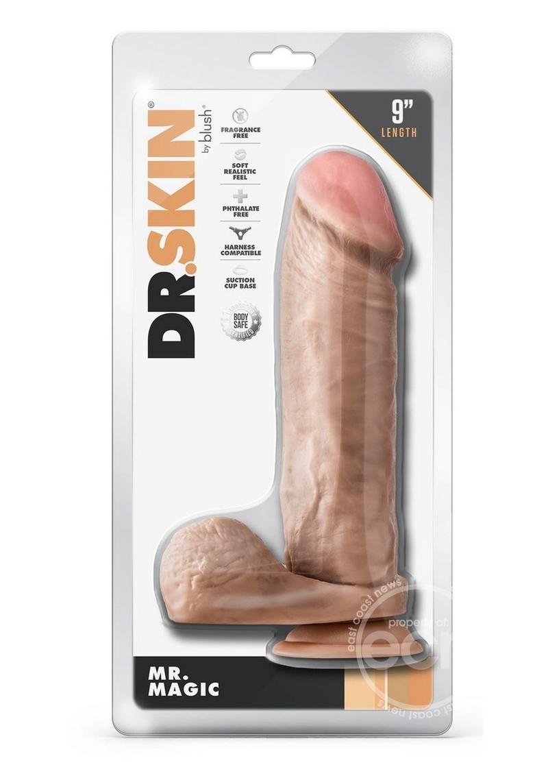 Dr. Skin Silver Collection Mr. Magic Dildo with Balls and Suction Cup 9in - Vanilla