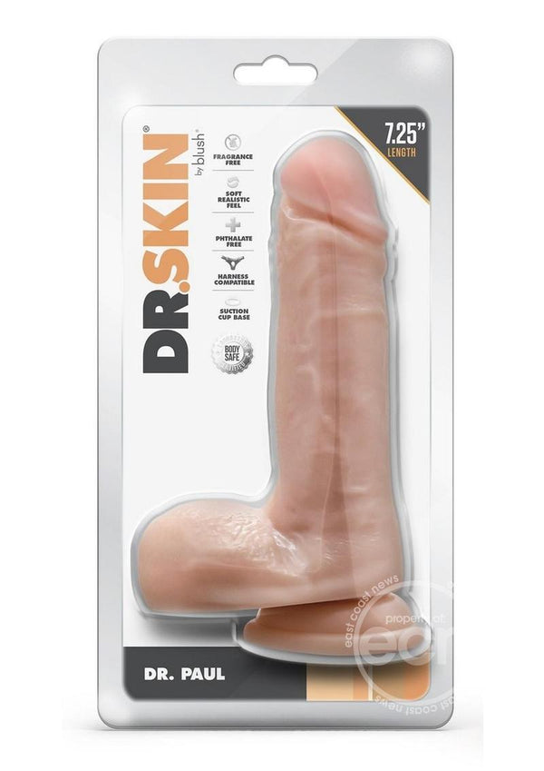 Dr. Skin Dr. Paul Dildo with Balls and Suction Cup 7.25in