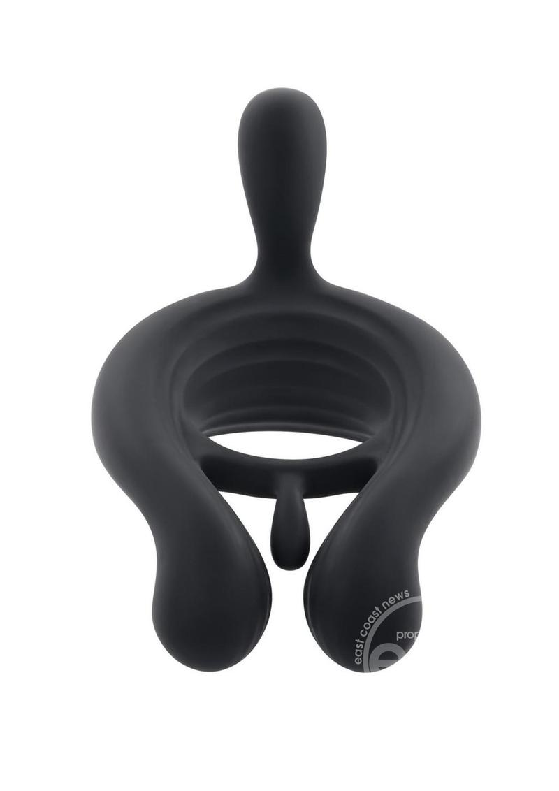 Playboy Triple Play Rechargeable Silicone Cock Ring with Remote Control - Black