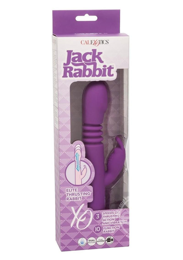 Jack Rabbit Elite Thrusting Rabbit Silicone Rechargeable Vibrator - Purple