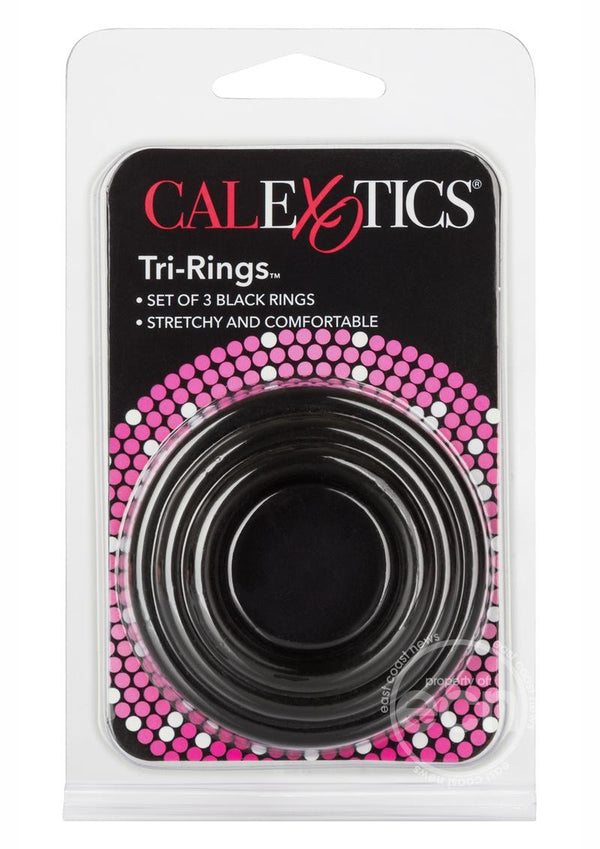 Tri Rings Cock Ring Set (3 Piece Set) - Black