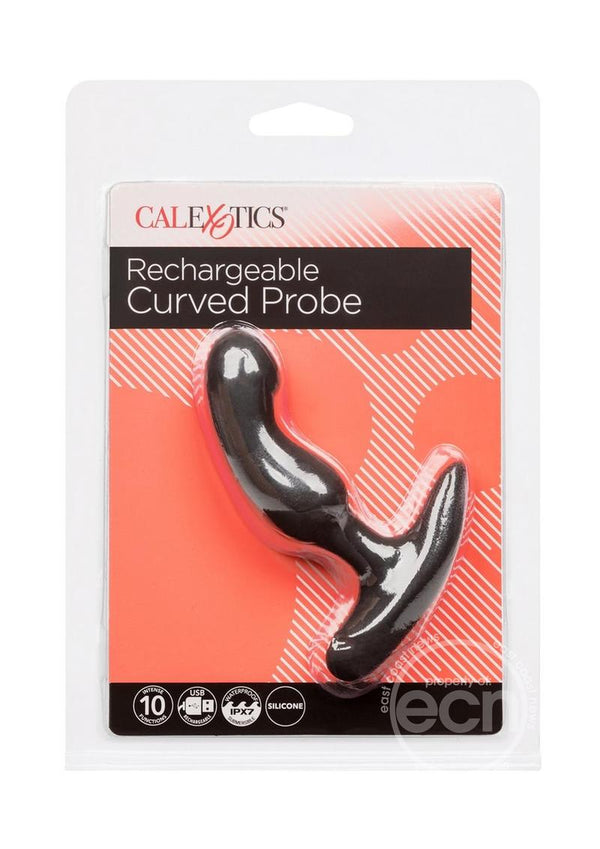 Anal Toys Rechargeable Curved Probe Silicone Anal Stimulator - Black