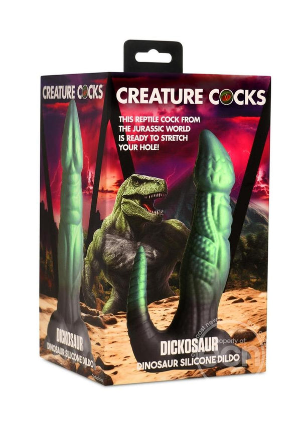 Creature Cocks Dickosaur Dinosaur Silicone Dildo - Green/Black