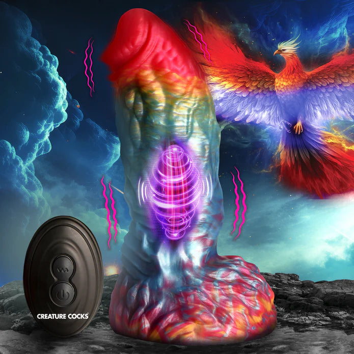 Rainbow Phoenix Vibrating Silicone Dildo