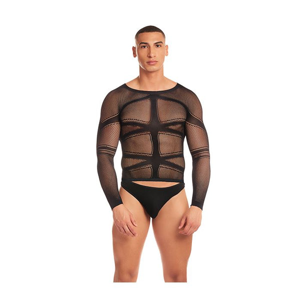 Rainbow Party Cam Boy Mesh 2 pc Set w/Thong - Black