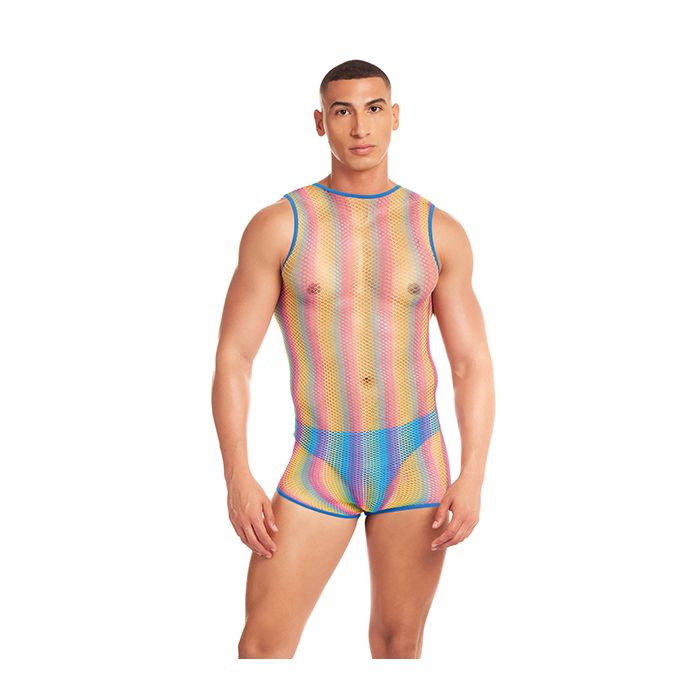 Rainbow Party Pride Star Mesh Singlet 2 pc Set w/Thong