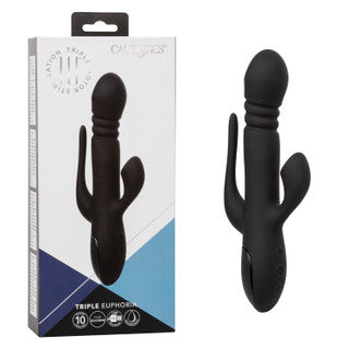 III Triple Euphoria Rechargeable Silicone Stimulating Vibrator - Black