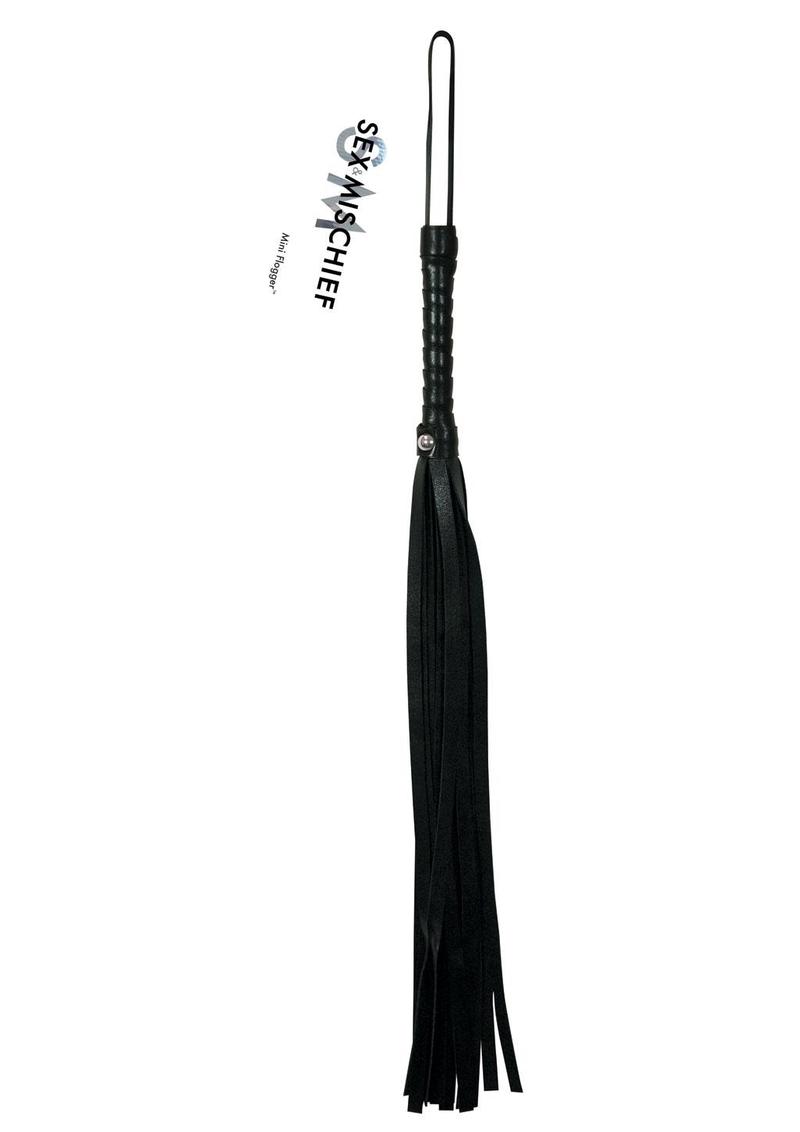 Sex & Mischief Mini Faux Leather Flogger - Black