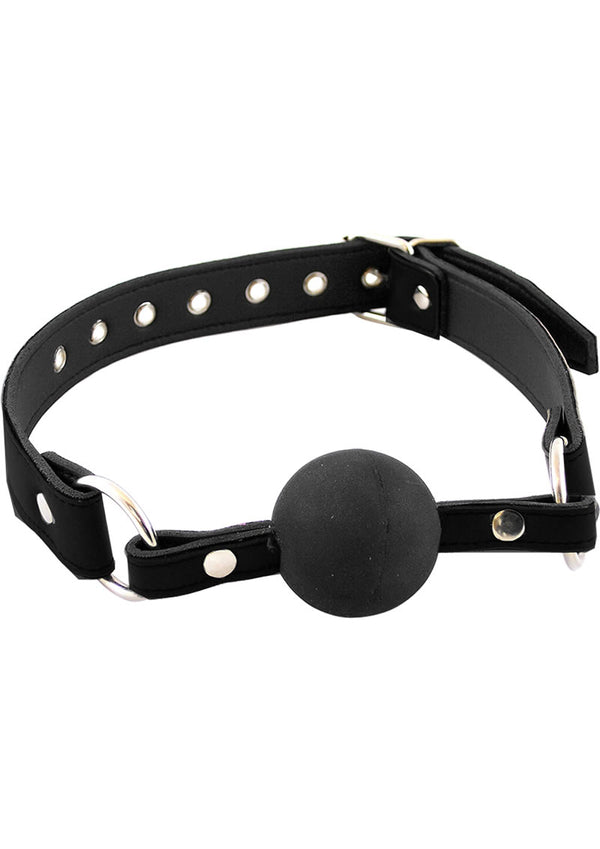 Rouge Fetish Play Leather Adjustable Ball Gag - Black