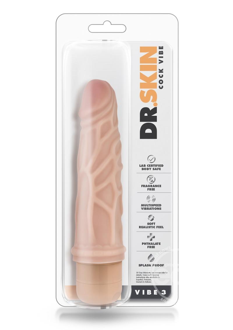 Dr. Skin Cock Vibe 3 Vibrating Dildo 7.25in - Vanilla