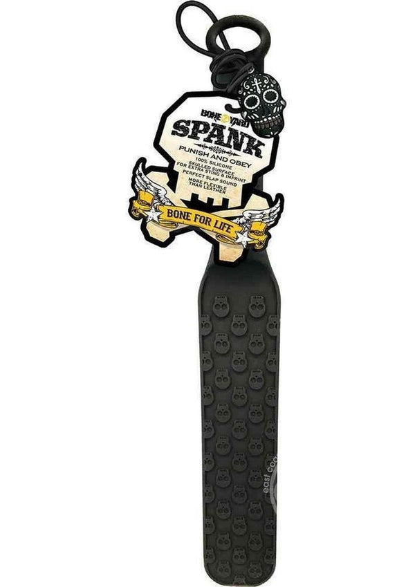 Boneyard The Spank Silicone Skull Textured Paddle 14.75in - Black