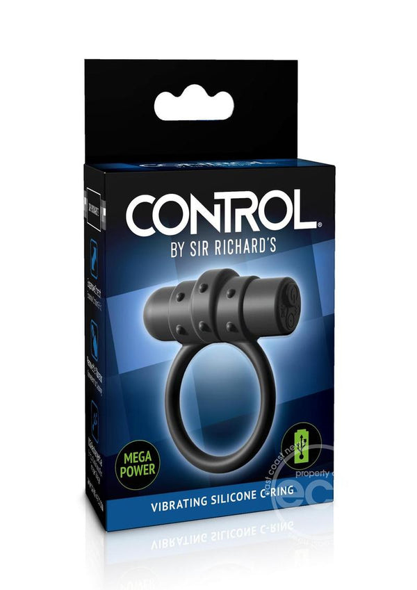 Sir Richard's Control Silicone Cock Ring Rechargeable Vibrating - Black