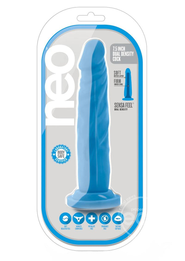 Neo Dual Density Cock 7.5in - Neon Blue