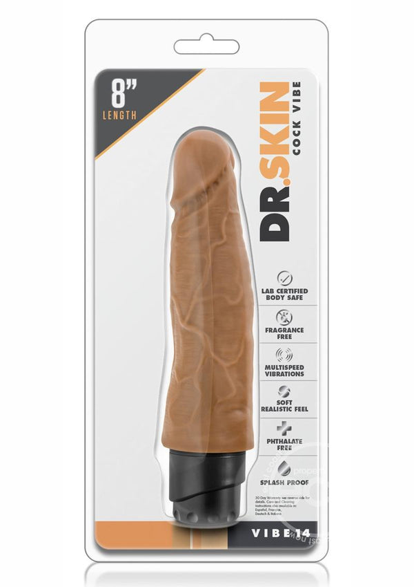 Dr. Skin Cock Vibe 14 Vibrating Dildo 8in - Caramel