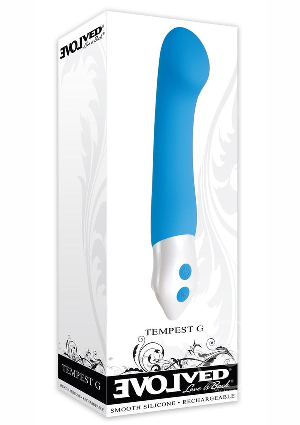 Tempest G Rechargeable Smooth Silicone G-Spot Vibrator - Blue and White