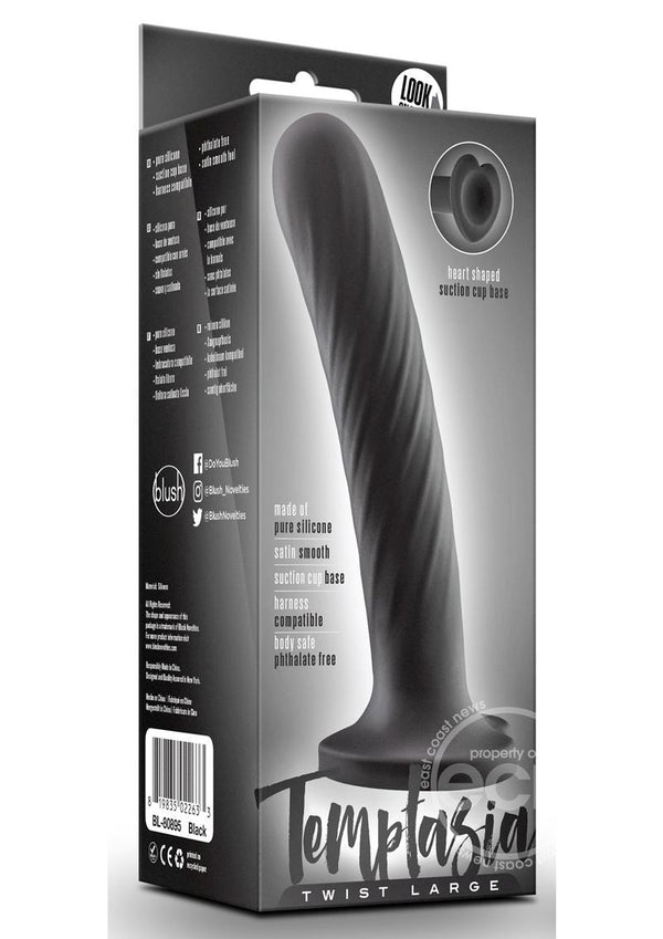 Temptasia Twist Silicone Dildo 7in - Large- Black