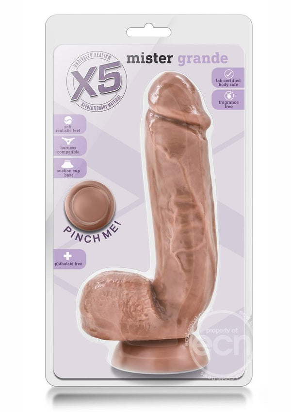 X5 Mister Grande Dildo with Balls 8.5in - Caramel