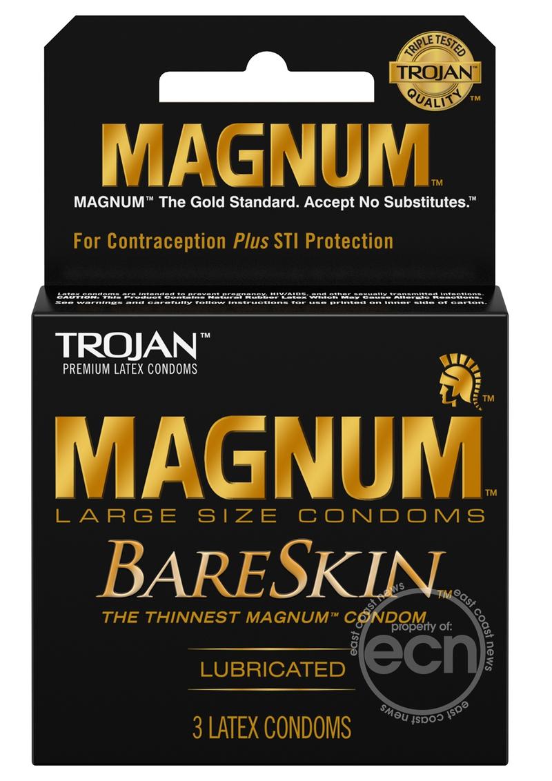 Trojan Magnum Bareskin Lubricated Latex Condoms 3-Pack Large