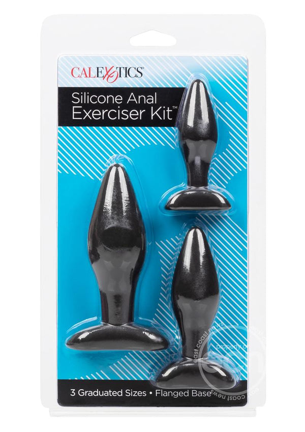 Silicone Anal Exerciser Anal Plug Set (3 Per Set) - Black