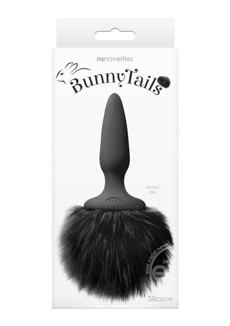 Bunny Tails Mini Silicone Butt Plug - Black Fur - Black