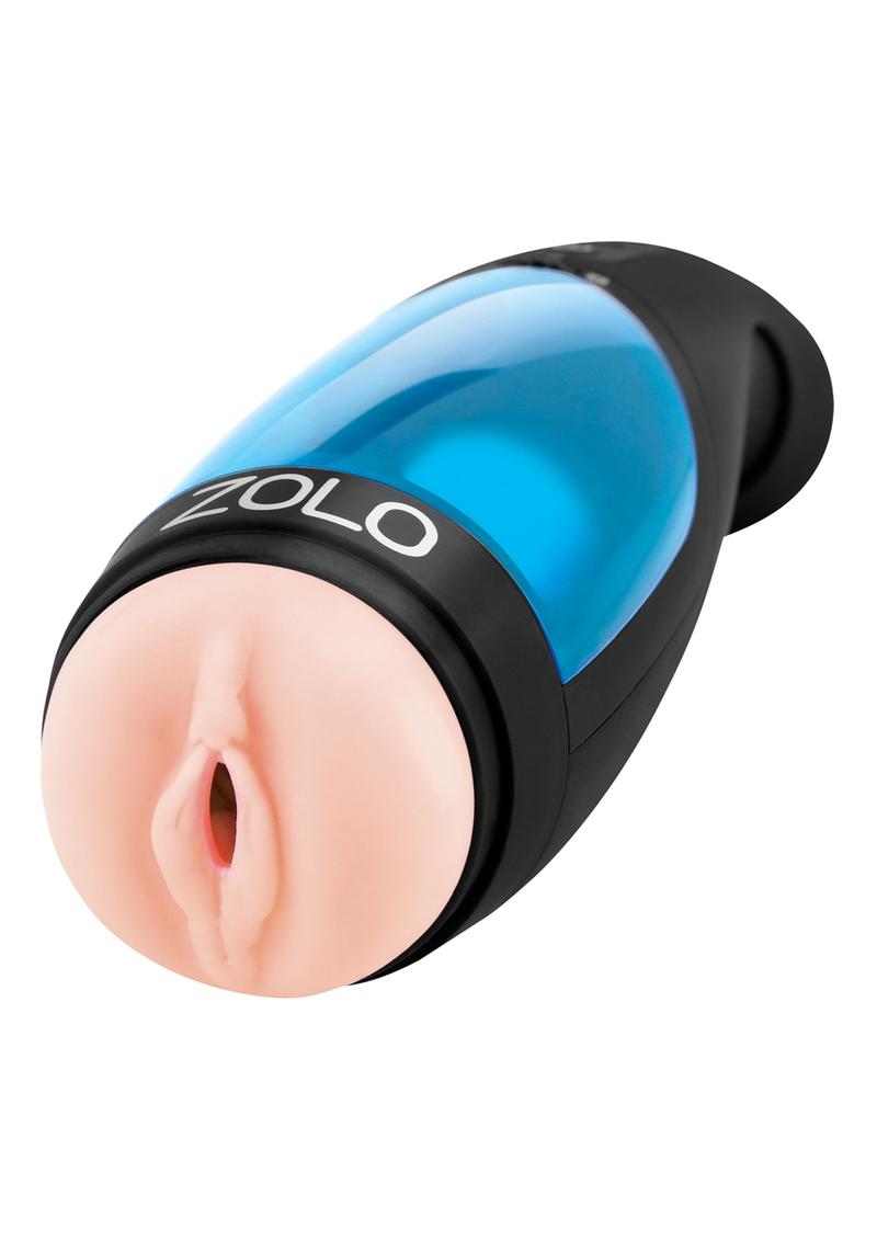 ZOLO Thrustbuster Rechargeable Vibrating Masturbator - Pussy - Blue/Black