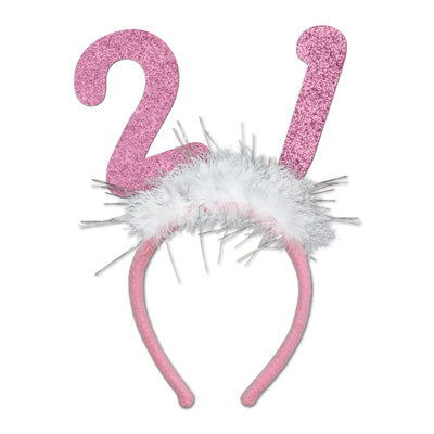 21st Birthday 21 Glittered Boppers w/Marabou Beistle