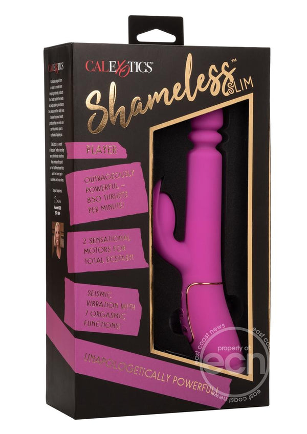 Shameless Slim Player Silicone Rechargeable Rabbit Vibrator - Fuchsia