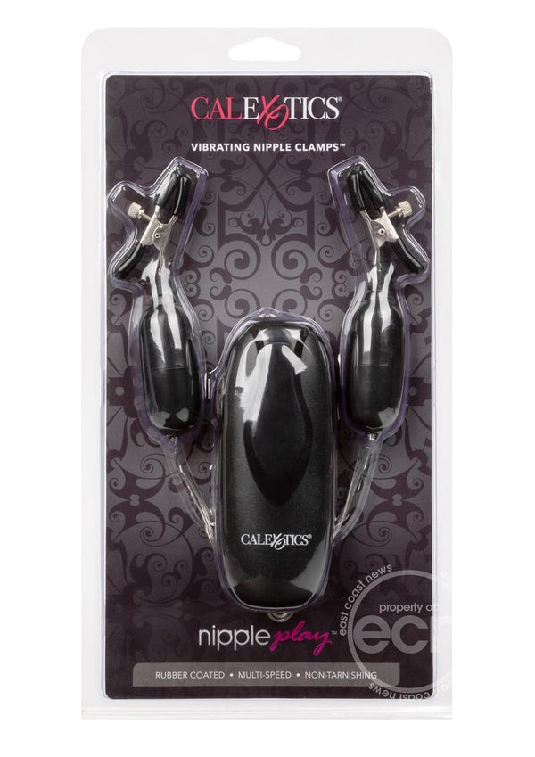 Nipple Play Vibrating Nipple Clamps with Remote - Black