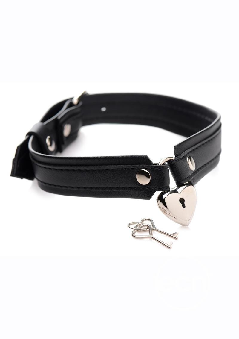 Strict Locking Heart Collar - Black