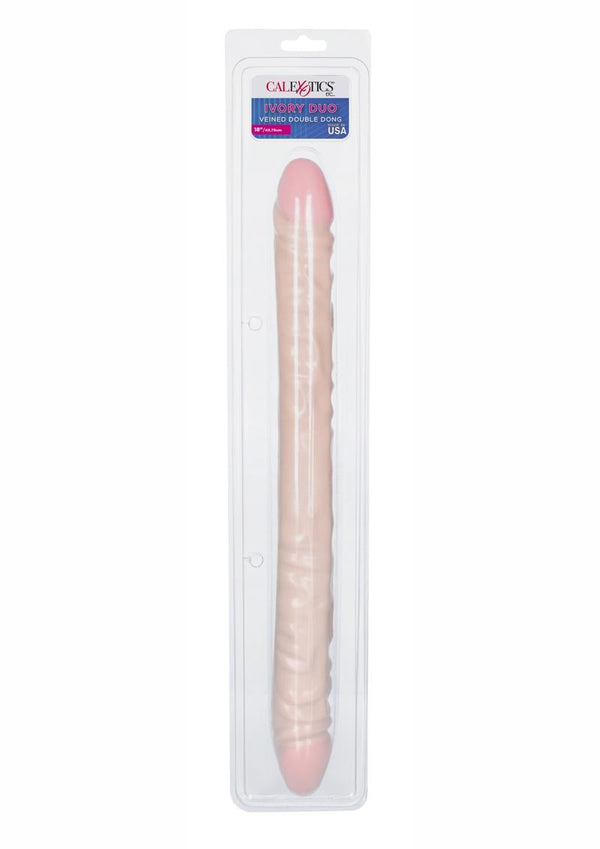 Vanilla Duo Veined Double Dildo 18in - Vanilla