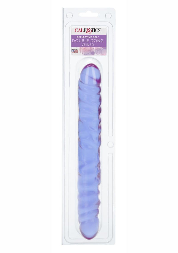 Reflective Gel Veined Double Dildo 12in - Purple