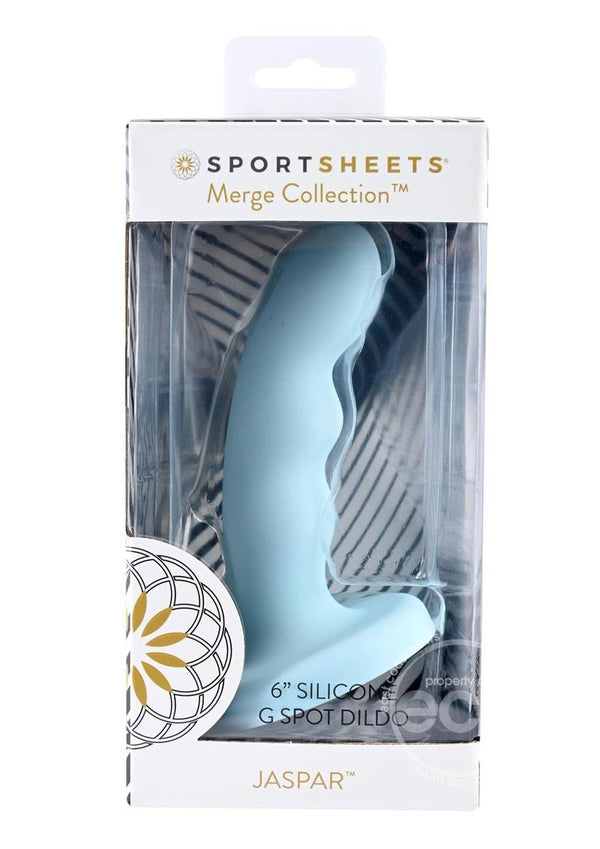 Jaspar Silicone Curved Dildo with Suction Cup 6in - Aqua