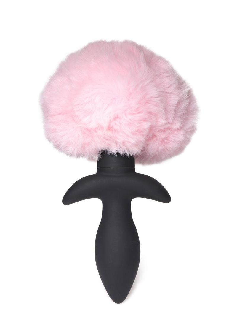 Tailz Moving & Vibrating Bunny Tails Rechargeable Silicone Anal Plug With Remote Control - Pink/Black