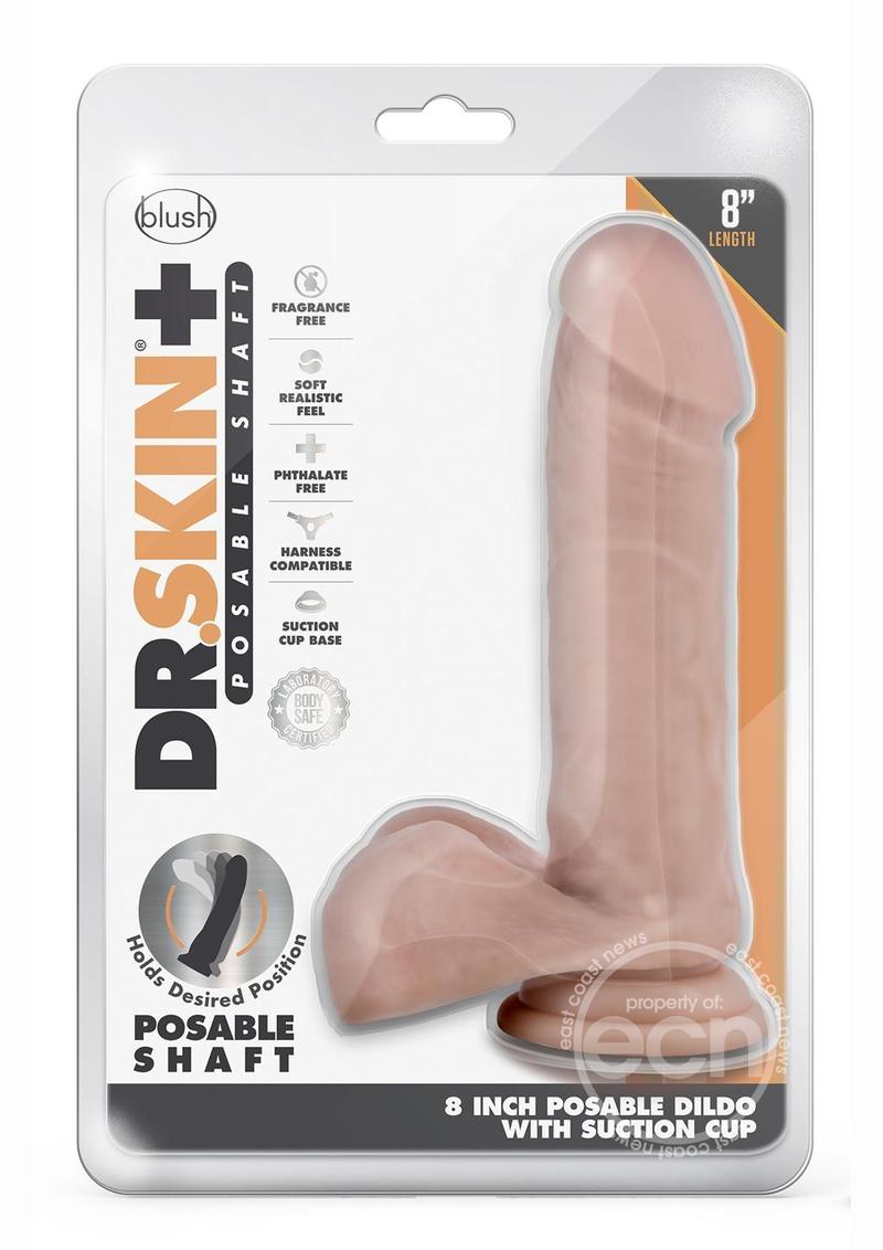 Dr. Skin Plus Posable Dildo with Balls 8in - Vanilla