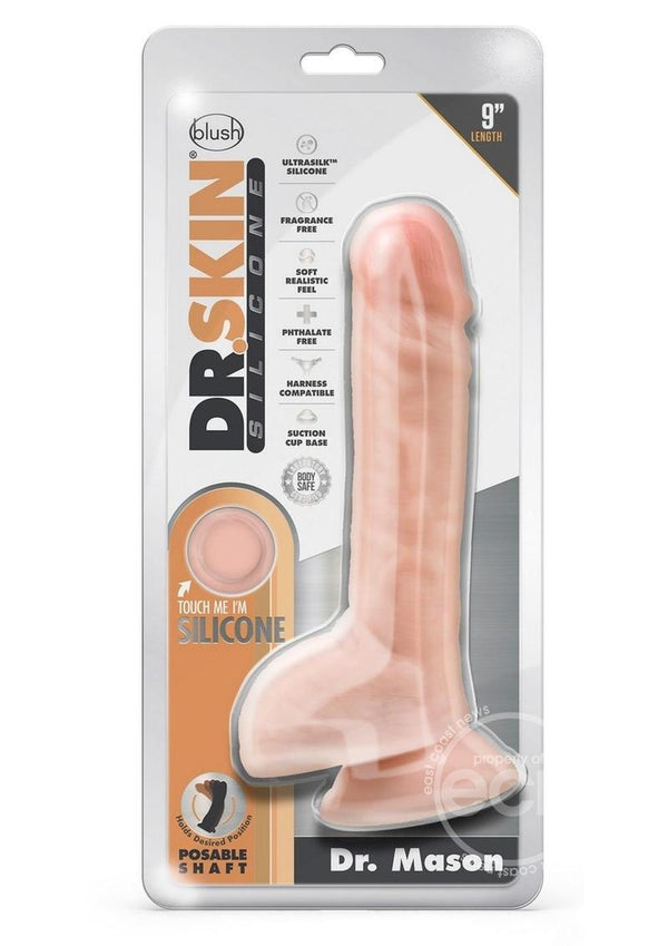 Dr. Skin Silicone Dr. Mason Dildo with Balls and Suction Cup 9in