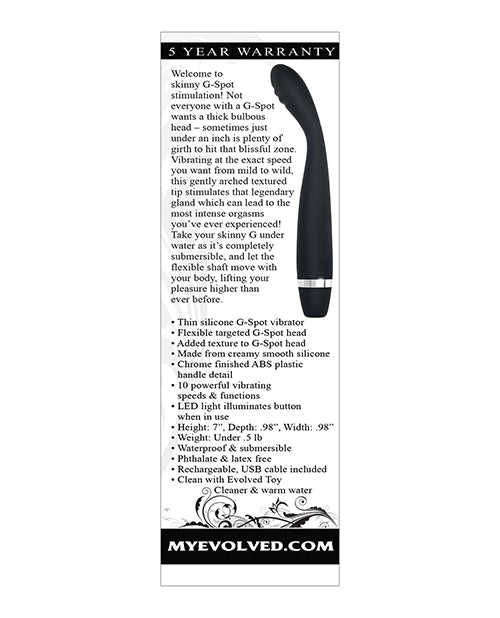 Evolved Skinny G Silicone G Spot Vibrator - Black