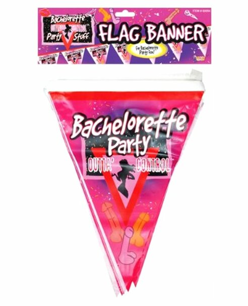 Bachelorette Party Outta' Control Flag Banner Ladies Hens Night Penis Decor